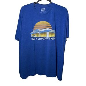 Blockbuster "Make It A Blockbuster Night" Retro Graphic Tee Royal Blue, Size 2XL